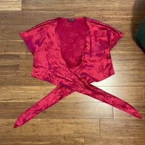 Red satin tie shirt